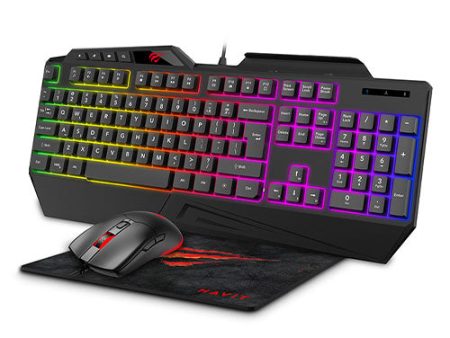 Havit KB889CM Wired 3-in-1 Backlit keyboard, Mouse and Mouse pad Gaming Combo Set on Sale