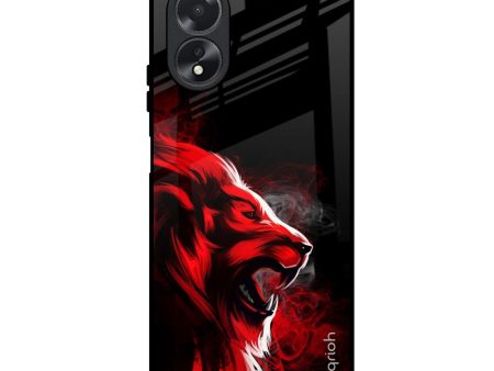 Red Angry Lion Glass Case for Oppo A38 For Cheap