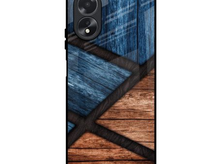 Wooden Tiles Glass Case for Oppo A18 For Discount